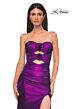 La Femme 32987 Double Cutout Metallic Lace-Up Dress