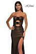La Femme 32987 Double Cutout Metallic Lace-Up Dress