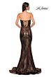 La Femme 32995 Strapless Sweetheart Neckline Metallic Dress