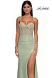 La Femme 33003 Embellished Corset Metallic Skirt Dress