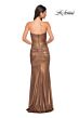 La Femme 33007 Strapless Sweetheart Neckline Ruched Metallic Dress