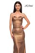 La Femme 33007 Strapless Sweetheart Neckline Ruched Metallic Dress
