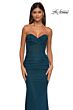 La Femme 33007 Strapless Sweetheart Neckline Ruched Metallic Dress