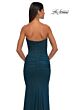 La Femme 33007 Strapless Sweetheart Neckline Ruched Metallic Dress