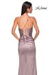La Femme 33010 Sweetheart Neckline High Slit Lace-Up Dress