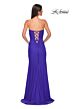 La Femme 33012 Faux Wrap Strapless Lace-Up Dress