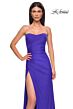 La Femme 33012 Faux Wrap Strapless Lace-Up Dress