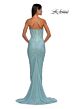 La Femme 33019 Ruched Back Strapless Corset Hot Fix Dress