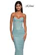 La Femme 33019 Ruched Back Strapless Corset Hot Fix Dress
