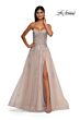 La Femme 33028 Lace Appliques Strapless Corset Dress
