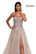 La Femme 33028 Lace Appliques Strapless Corset Dress