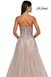 La Femme 33028 Lace Appliques Strapless Corset Dress