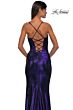 La Femme 33032 Embellished Neckline Lace-Up Metallic Dress