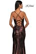La Femme 33032 Embellished Neckline Lace-Up Metallic Dress