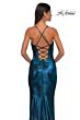 La Femme 33032 Embellished Neckline Lace-Up Metallic Dress