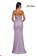La Femme 33033 Ruched Corset Strapless Metallic Dress