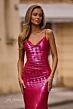 La Femme 33034 Cowl Neck Illusion Back Metallic Dress