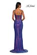 La Femme 33034 Cowl Neck Illusion Back Metallic Dress