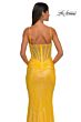 La Femme 33034 Cowl Neck Illusion Back Metallic Dress