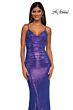 La Femme 33034 Cowl Neck Illusion Back Metallic Dress