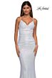 La Femme 33034 Cowl Neck Illusion Back Metallic Dress
