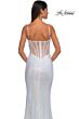La Femme 33034 Cowl Neck Illusion Back Metallic Dress