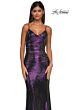 La Femme 33034 Cowl Neck Illusion Back Metallic Dress