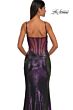 La Femme 33034 Cowl Neck Illusion Back Metallic Dress