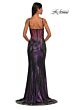 La Femme 33034 Cowl Neck Illusion Back Metallic Dress