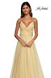 La Femme 33043 High Slit Surplice Bodice Lace-Up Dress