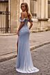 La Femme 33044 Floral Off The Shoulder Metallic Corset Dress