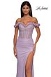 La Femme 33044 Floral Off The Shoulder Metallic Corset Dress