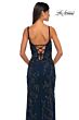 La Femme 33054 Lace-Up Back Floral V-Neck Dress