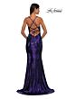 La Femme 33059 Floral Top Metallic Skirt Lace-Up Dress