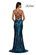 La Femme 33059 Floral Top Metallic Skirt Lace-Up Dress