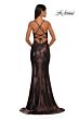 La Femme 33059 Floral Top Metallic Skirt Lace-Up Dress
