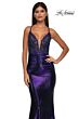 La Femme 33059 Floral Top Metallic Skirt Lace-Up Dress