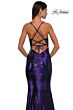 La Femme 33059 Floral Top Metallic Skirt Lace-Up Dress