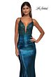 La Femme 33059 Floral Top Metallic Skirt Lace-Up Dress