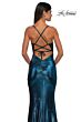 La Femme 33059 Floral Top Metallic Skirt Lace-Up Dress