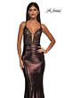 La Femme 33059 Floral Top Metallic Skirt Lace-Up Dress