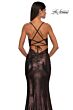 La Femme 33059 Floral Top Metallic Skirt Lace-Up Dress