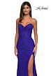 La Femme 33069 Ruched Bust Strapless Lace Dress