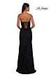 La Femme 33069 Ruched Bust Strapless Lace Dress