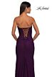 La Femme 33069 Ruched Bust Strapless Lace Dress