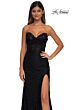 La Femme 33069 Ruched Bust Strapless Lace Dress