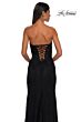 La Femme 33069 Ruched Bust Strapless Lace Dress
