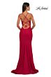 La Femme 33080 Cutaway Slit V-Neck Lace-Up Dress