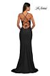 La Femme 33080 Cutaway Slit V-Neck Lace-Up Dress