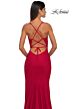 La Femme 33080 Cutaway Slit V-Neck Lace-Up Dress